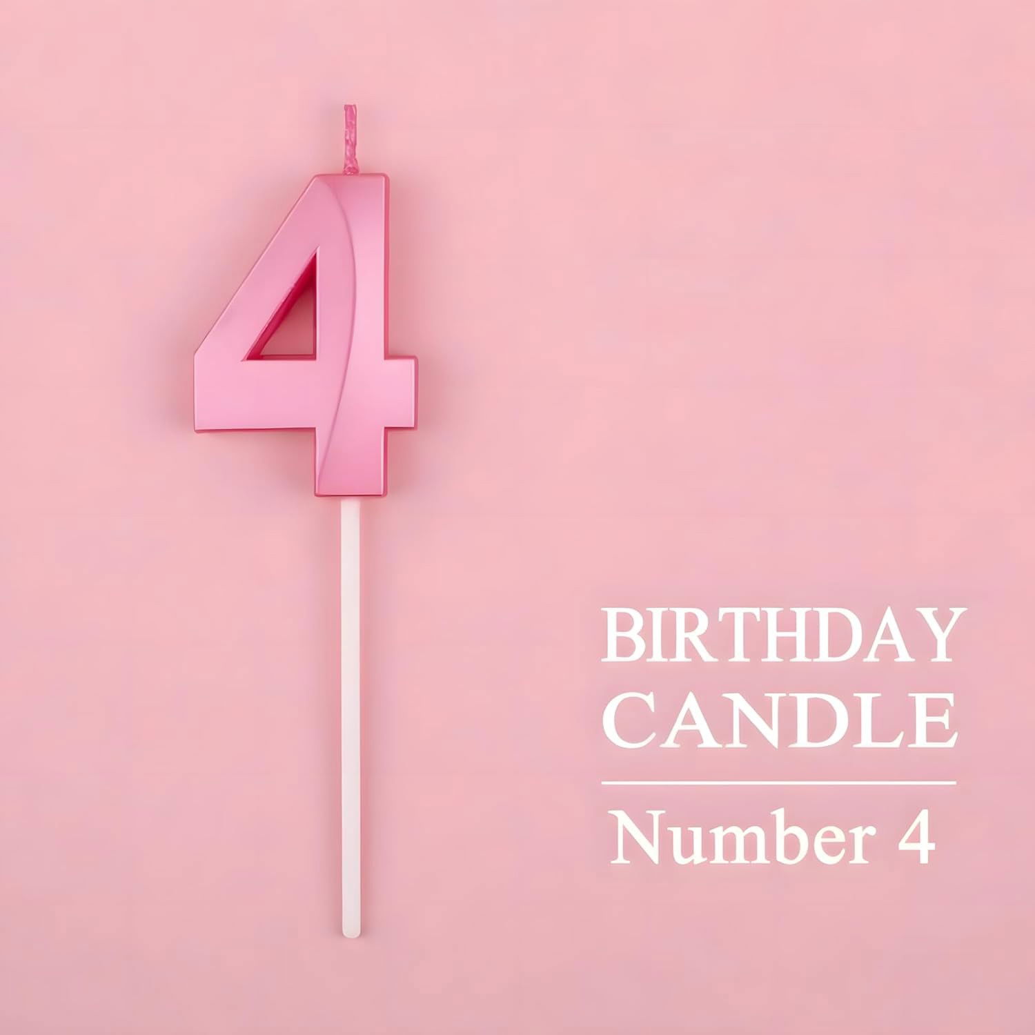 Lumanare Cifra 4, Flippy, Model Diamond, 5 x 3.4 cm, Roz [5]