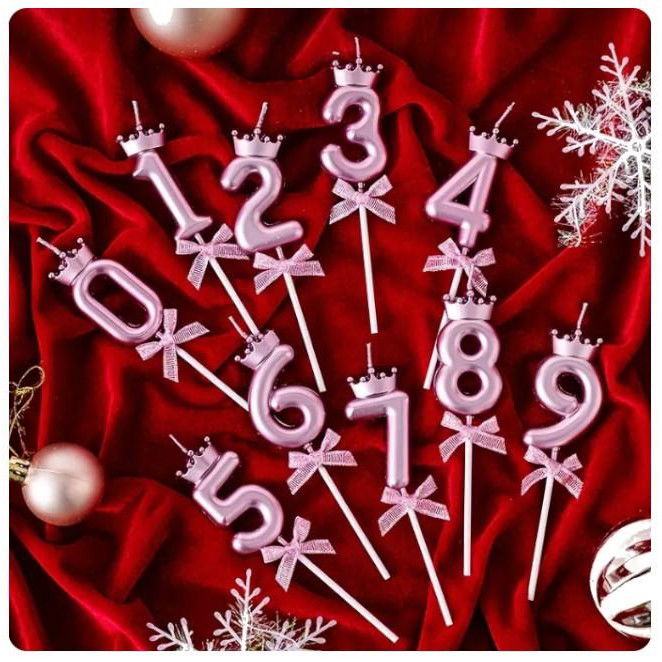 Lumanare Cifra 6, Flippy, Model Coroana cu Fundita, Pentru Tort, 6 x 2.5 cm Mov [4]