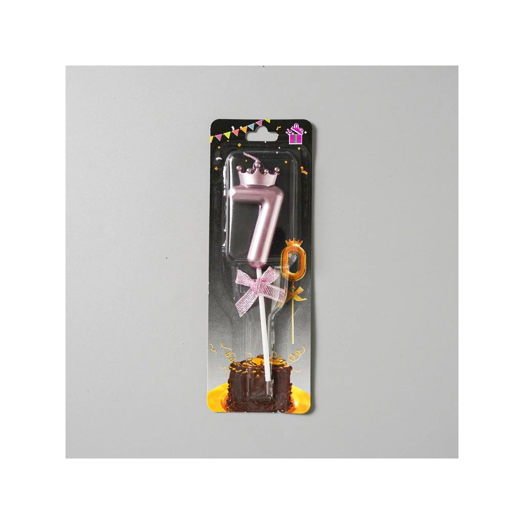 Lumanare Cifra 7, Flippy, Model Coroana cu Fundita, Pentru Tort, 6 x 2.5 cm Mov [5]