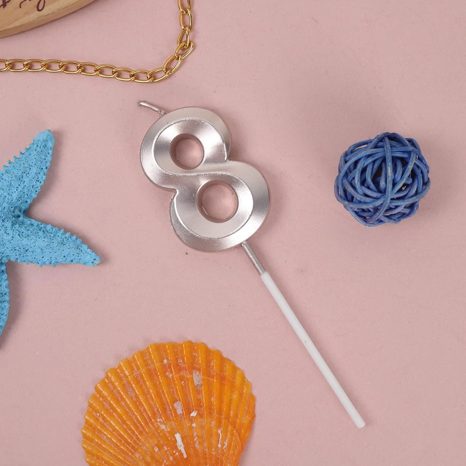 Lumanare Cifra 8, Flippy, Model Diamond, 5 x 3.4 cm, Argintiu [3]