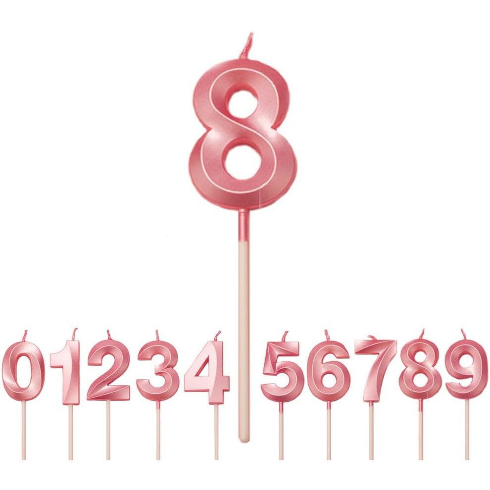 Lumanari si Toppere - Lumanare Cifra 8, Flippy, Model Diamond, 5 x 3.4 cm, Roz