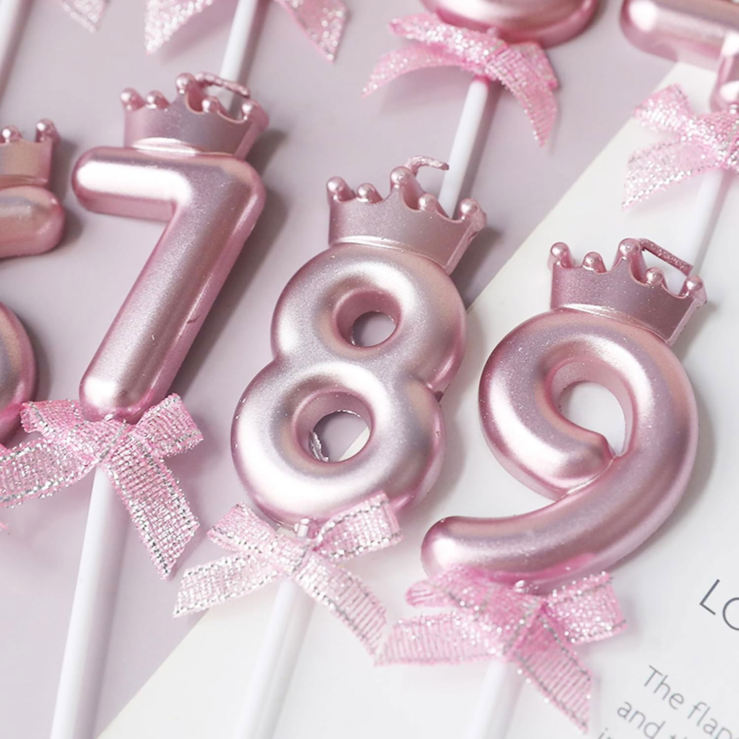 Lumanari si Toppere - Lumanare Cifra 9, Flippy, Model Coroana cu Fundita, Pentru Tort, 6 x 2.5 cm Mov