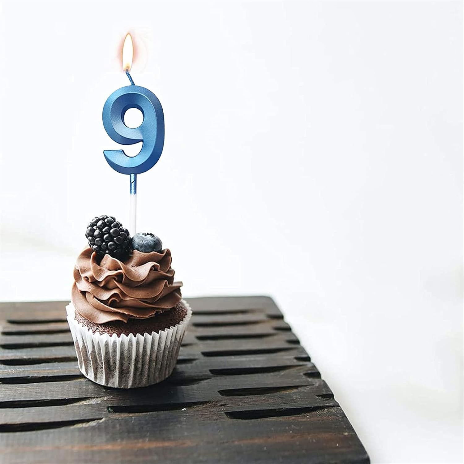 Lumanari si Toppere - Lumanare Cifra 9, Flippy, Model Diamond, 5 x 3.4 cm, Albastru