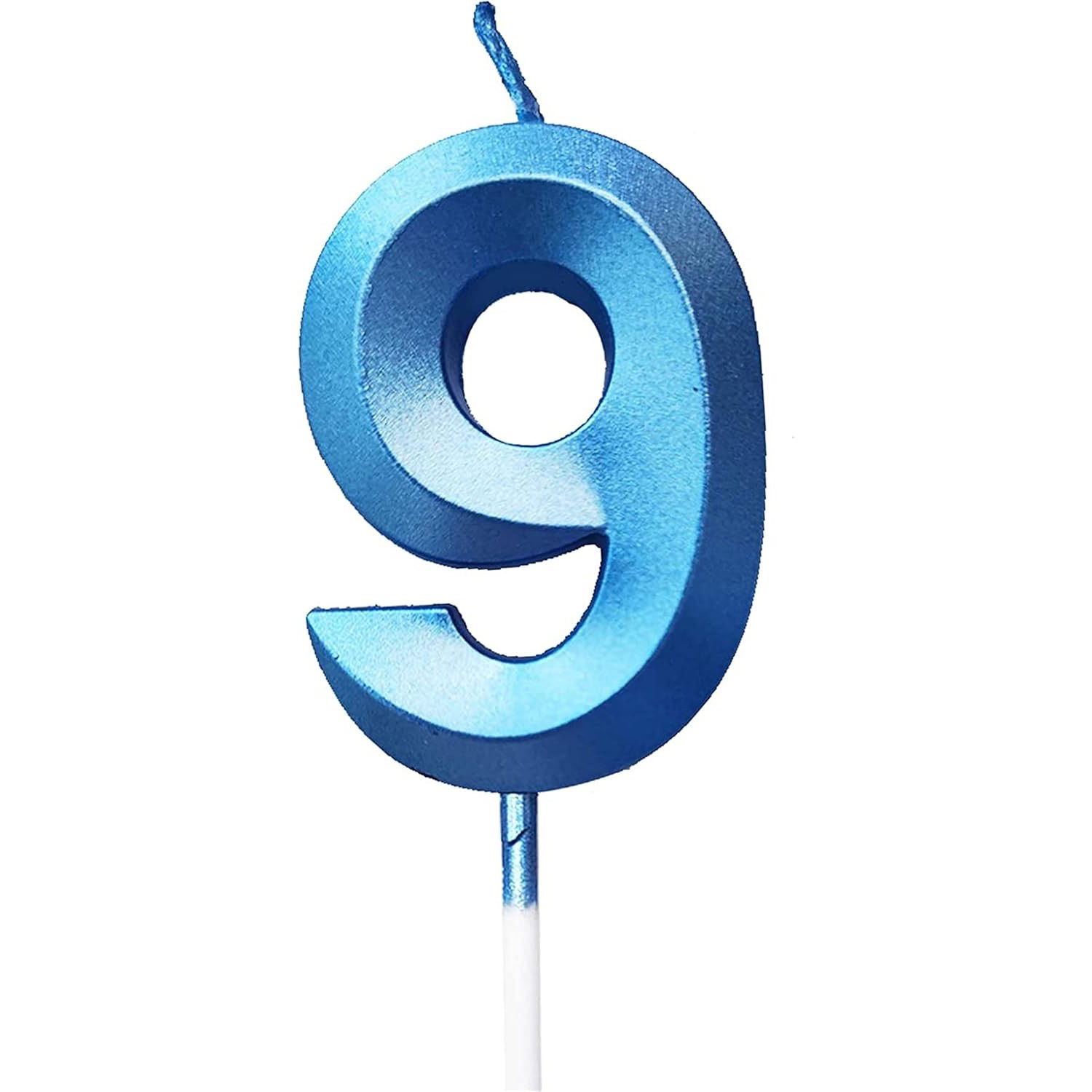 Lumanari si Toppere - Lumanare Cifra 9, Flippy, Model Diamond, 5 x 3.4 cm, Albastru