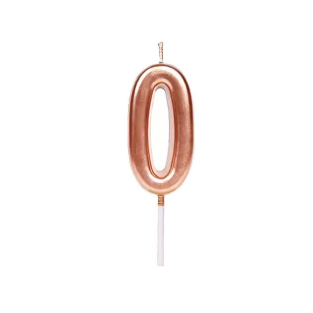 Lumanari si Toppere - Lumanare de Tort, Flippy, Model Cifra 0, Party, 4.5 x 2.5 cm, din Parafina, Rose Gold