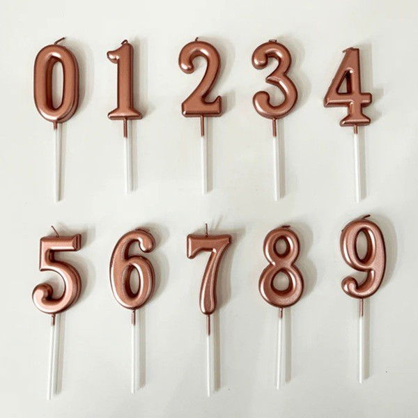 Lumanare de Tort, Flippy, Model Cifra 1, Party, 4.5 x 2.5 cm, din Parafina, Rose Gold [3]