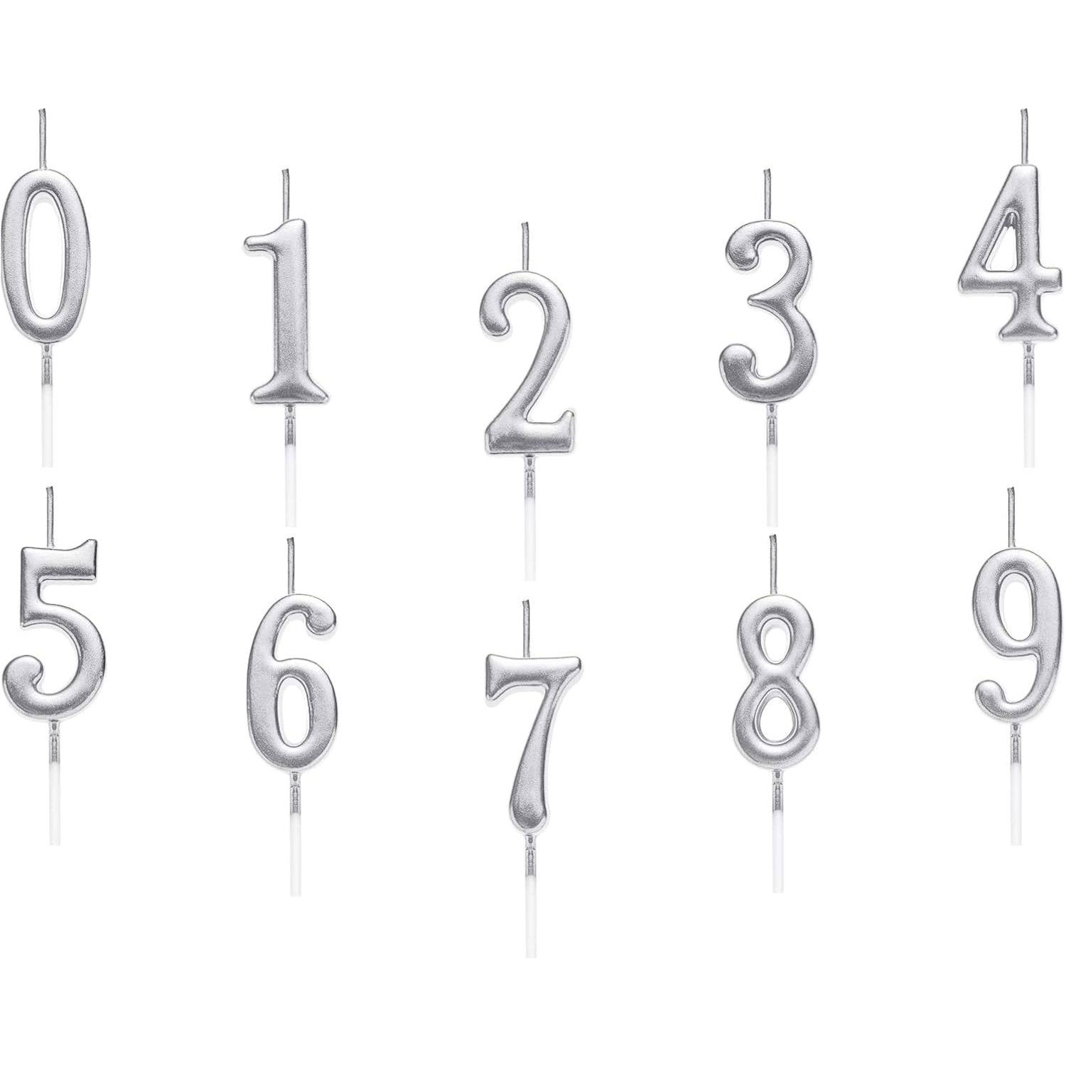 Lumanare de Tort, Flippy, Model Cifra 1, Party, 4.5 x 2.5 cm, din Parafina, Argintiu [6]