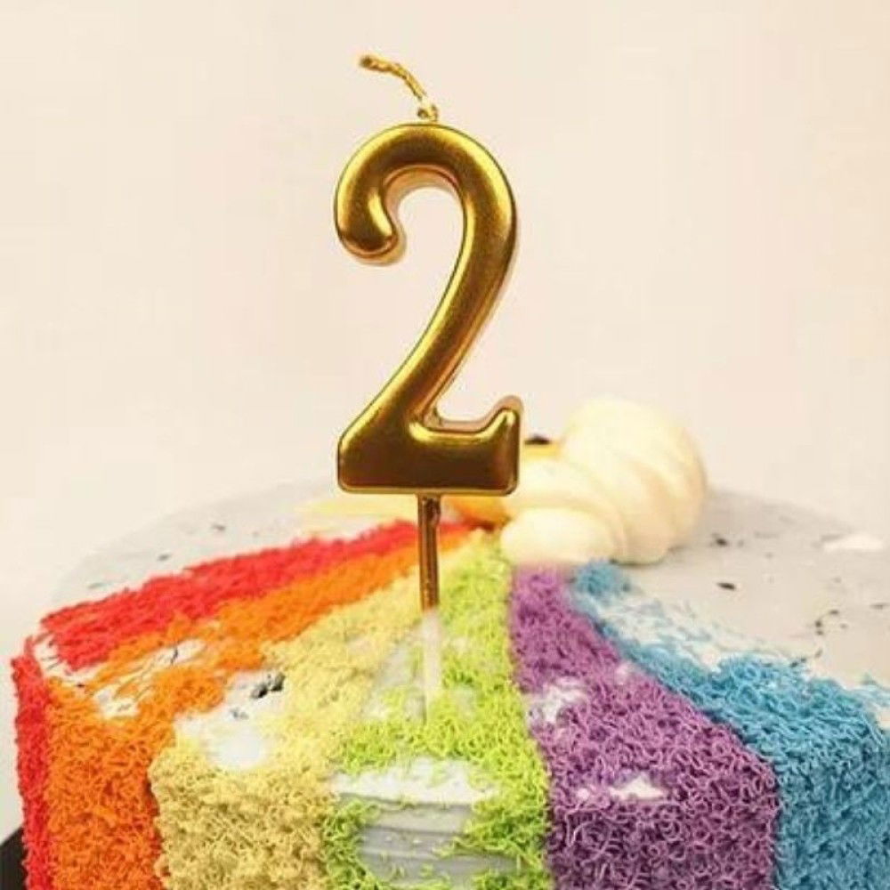 Lumanari si Toppere - Lumanare de Tort, Flippy, Model Cifra 2, Party, 4.5 x 2.5 cm, din Parafina, Auriu