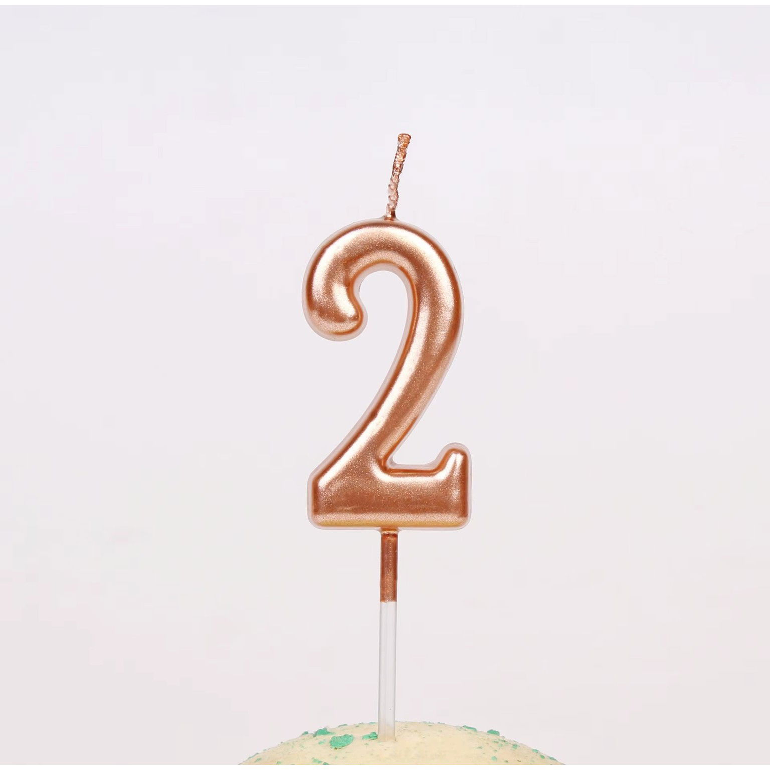 Lumanare de Tort, Flippy, Model Cifra 2, Party, 4.5 x 2.5 cm, din Parafina, Rose Gold [4]