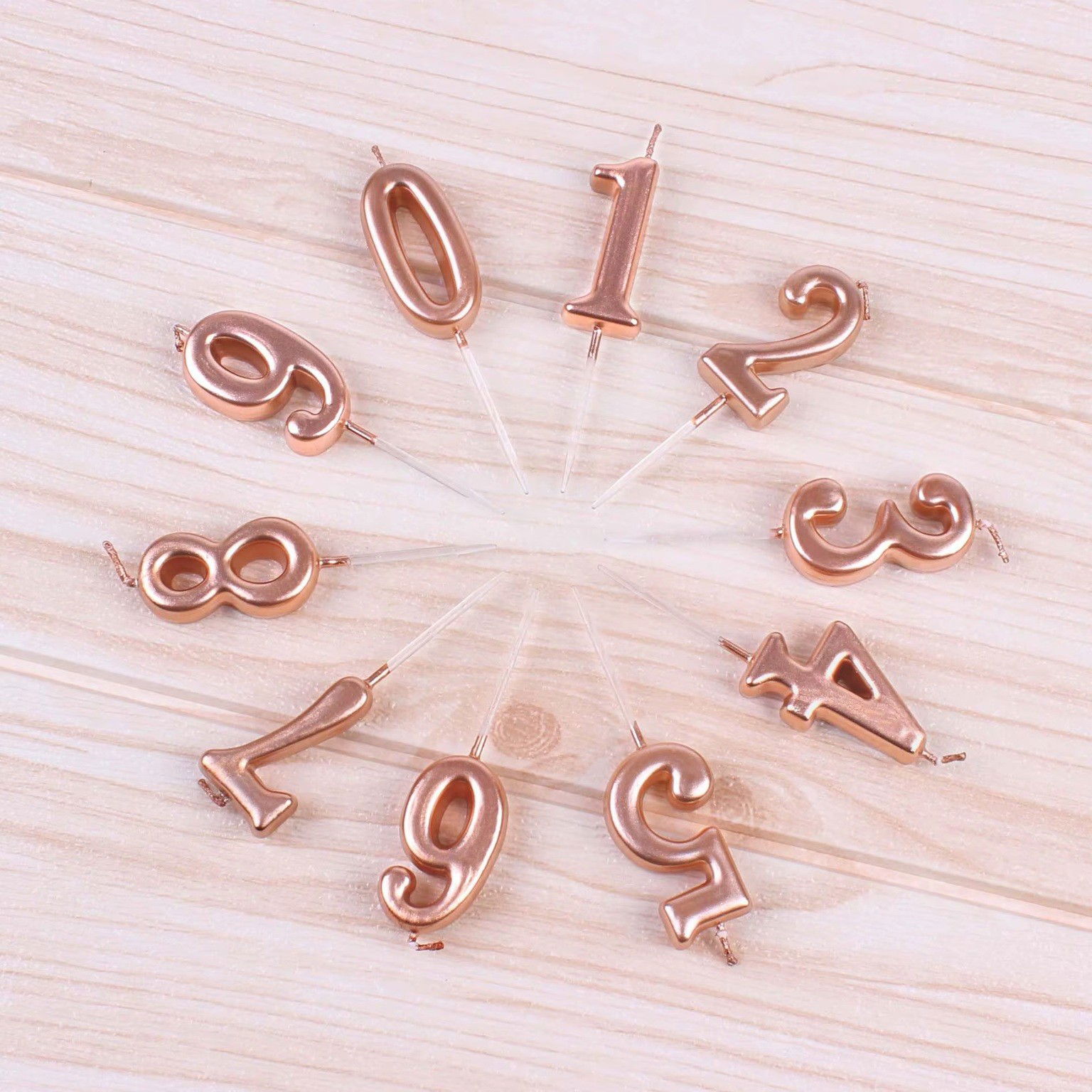 Lumanare de Tort, Flippy, Model Cifra 6, Party, 4.5 x 2.5 cm, din Parafina, Rose Gold [6]