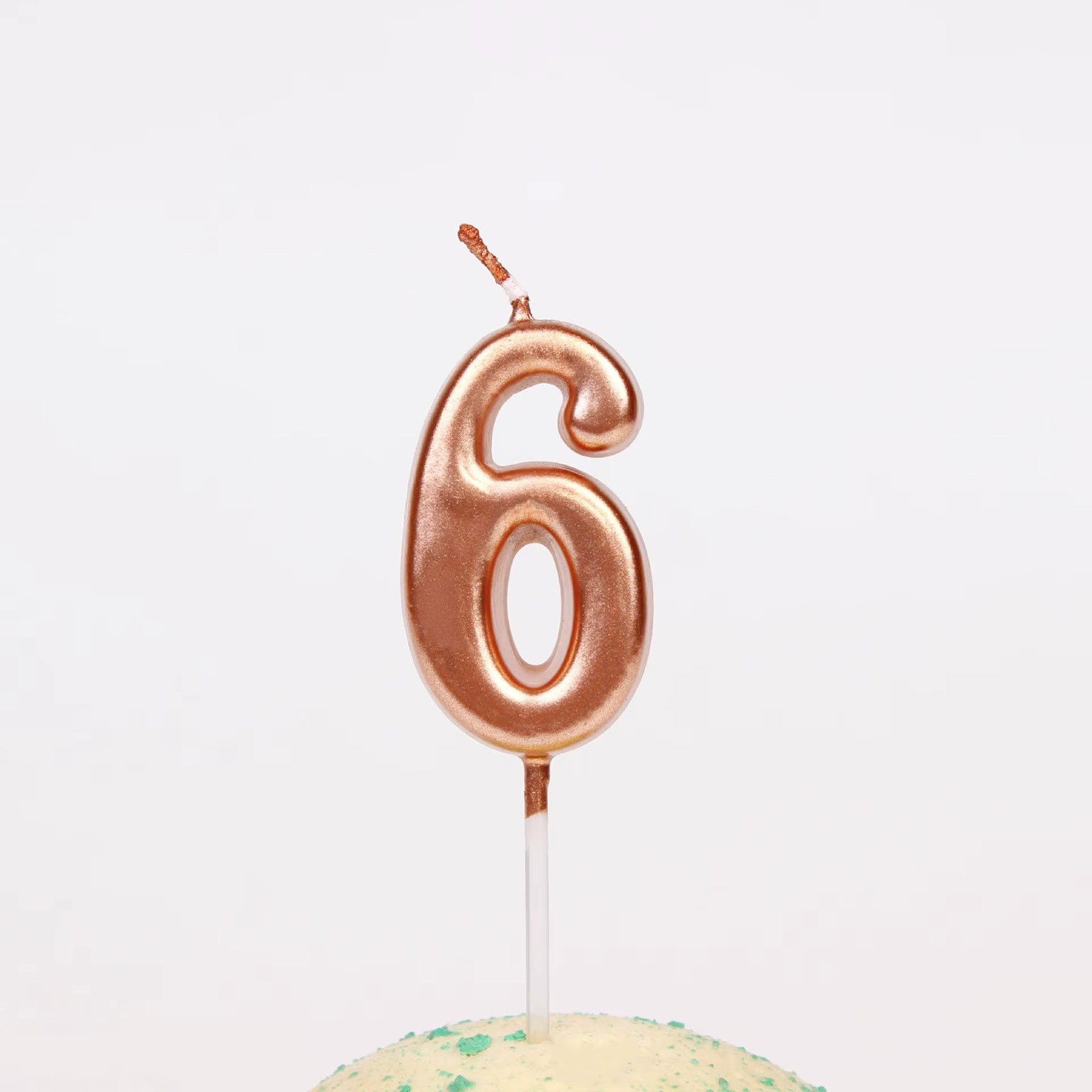 Lumanare de Tort, Flippy, Model Cifra 6, Party, 4.5 x 2.5 cm, din Parafina, Rose Gold [5]