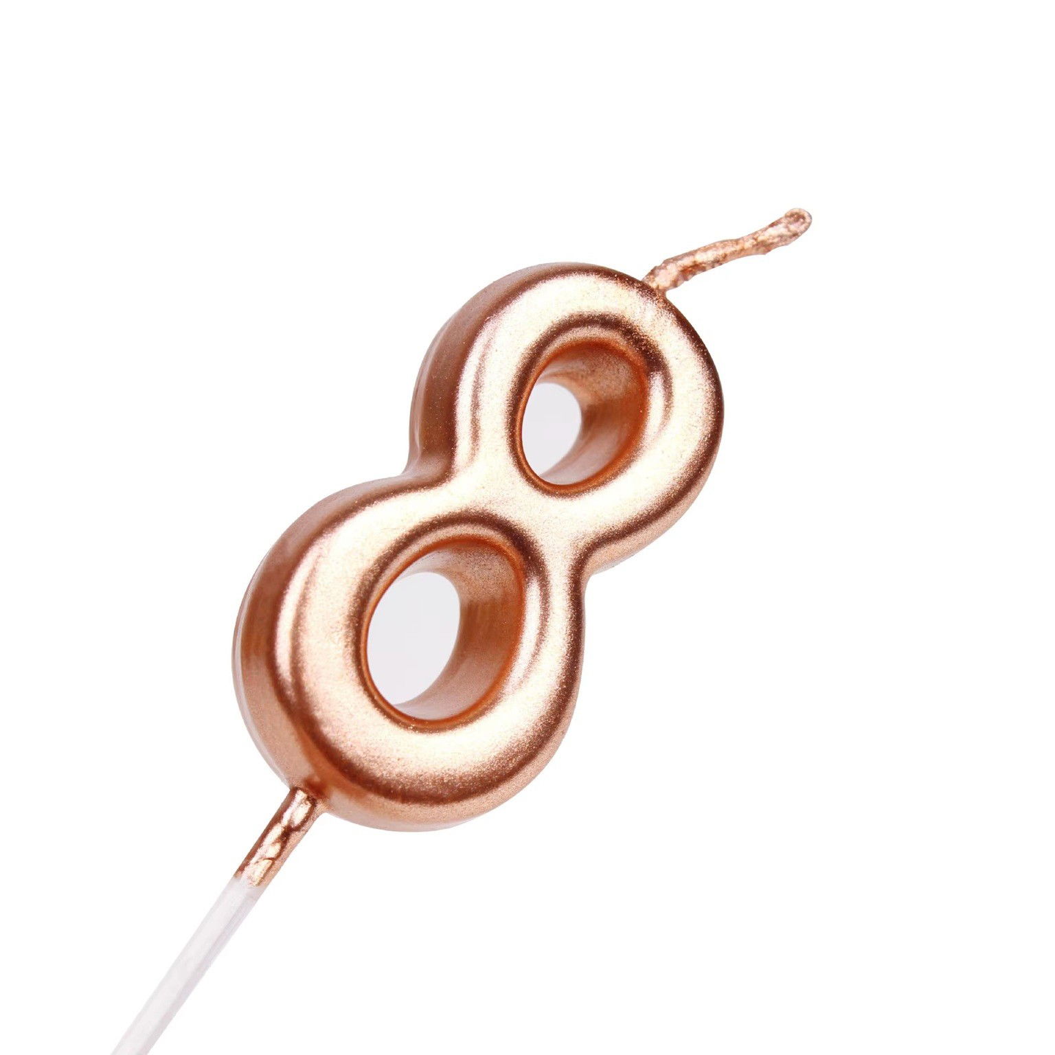 Lumanare de Tort, Flippy, Model Cifra 8, Party, 4.5 x 2.5 cm, din Parafina, Rose Gold [4]