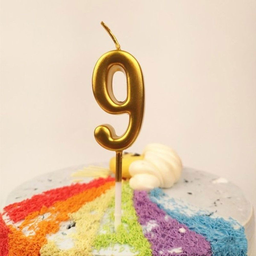 Lumanare de Tort, Flippy, Model Cifra 9, Party, 4.5 x 2.5 cm, din Parafina, Auriu [3]