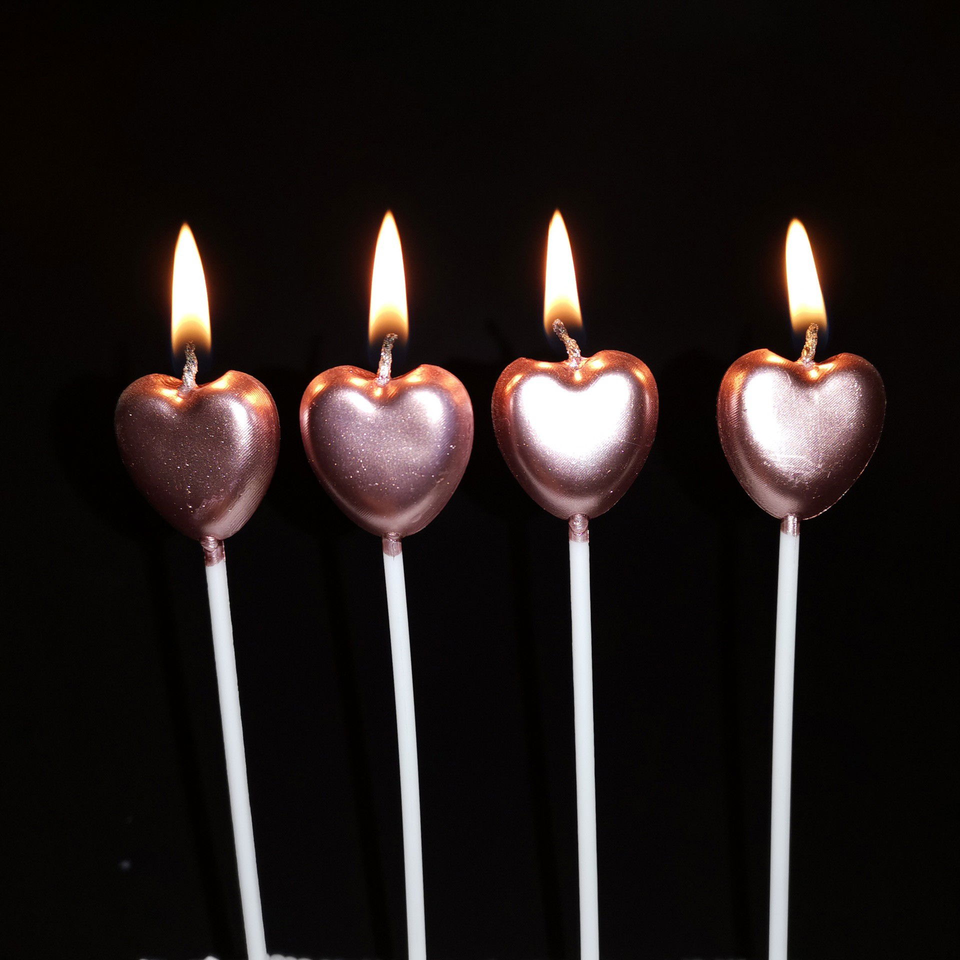 Lumanare de Tort, Flippy, Model Inima, Party, 8.5 x 3 cm, Roz Gold [6]