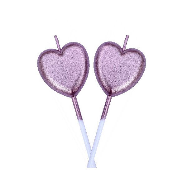 Pentru casa - Lumanare de Tort, Flippy, Model Inima, Party, 8.5 x 3 cm, Roz Gold