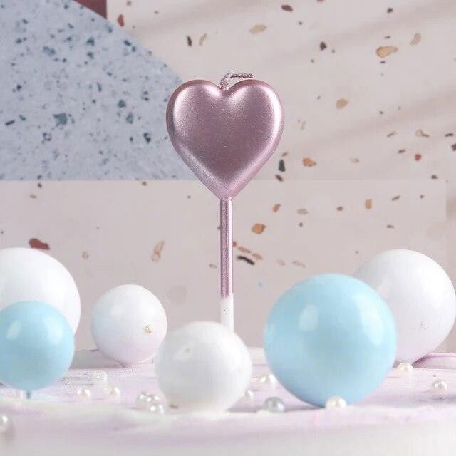 Lumanare de Tort, Flippy, Model Inima, Party, 8.5 x 3 cm, Roz Gold [3]