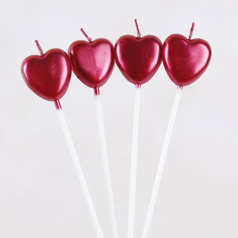 Lumanare de Tort, Flippy, Model Inima, Party, 8.5 x 3 cm, Rosu [3]