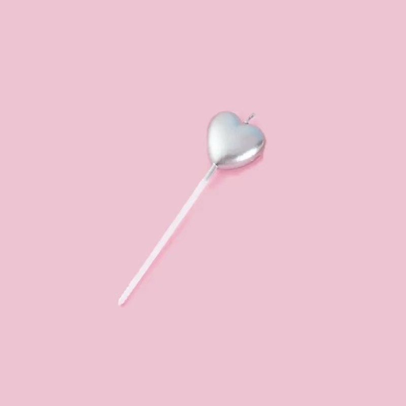 Lumanare de Tort, Flippy, Model Inima, Party, 8.5 x 3 cm, Argintiu [5]