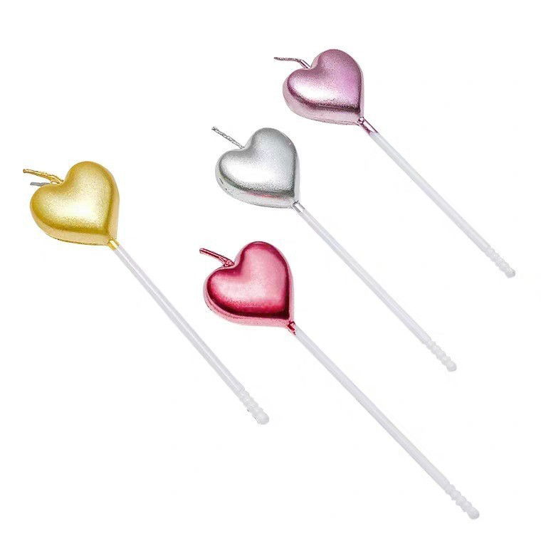 Lumanare de Tort, Flippy, Model Inima, Party, 8.5 x 3 cm, Argintiu [6]