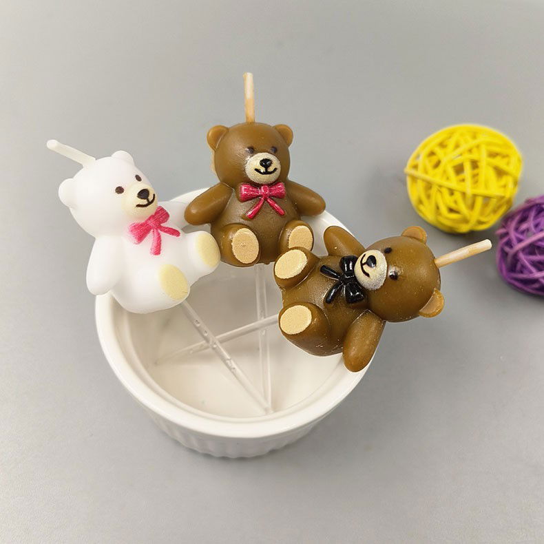 Lumanare de Tort, Flippy, Model Ursulet, Party, 8 x 3.2 cm, Maro [5]