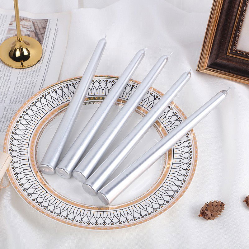 Lumanari - Lumanare Decorativa, Flippy, pentru Masa, 25 cm, din Parafina, fara Fum, Ardere 7.5h, Argintiu