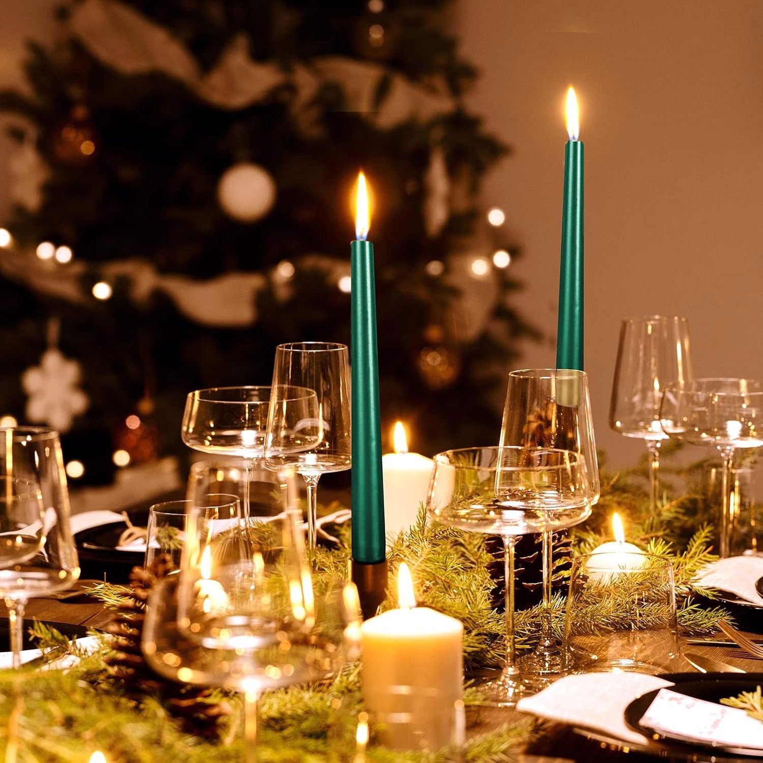 Lumanare Decorativa, Flippy, pentru Masa, 25 cm, din Parafina, fara Fum, Ardere 7.5h, Verde [4]