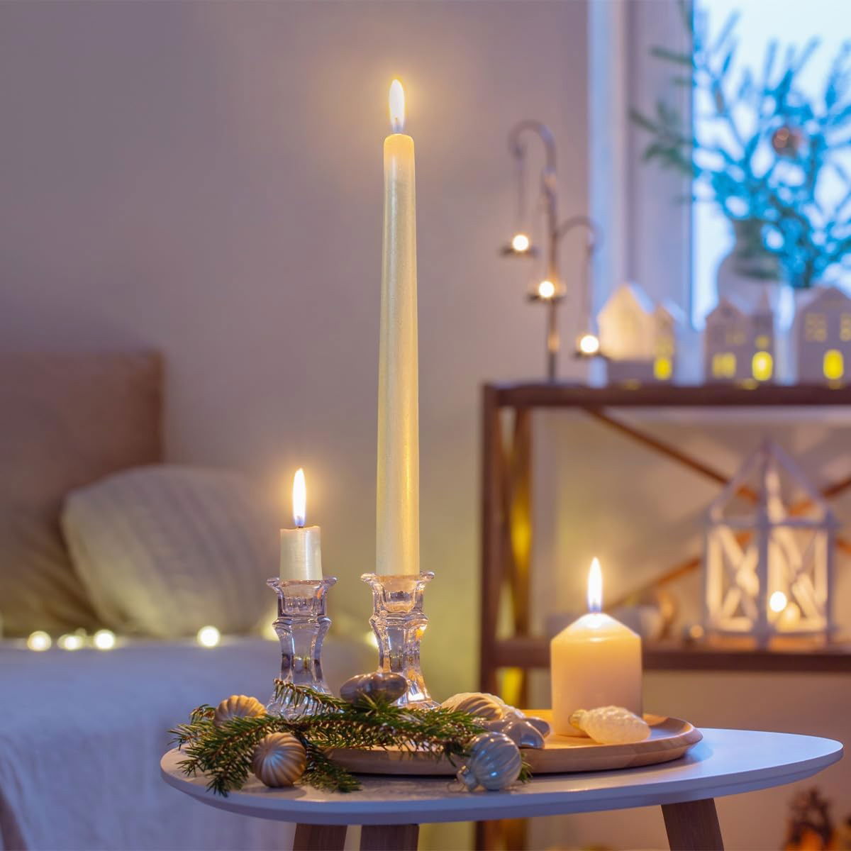 Lumanare Decorativa, Flippy, pentru Masa, 25 cm, din Parafina, fara Fum, Ardere 7.5h, Alb [5]