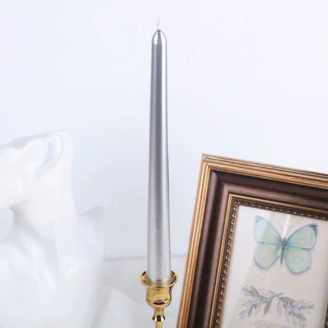 Lumanare Decorativa, Flippy, pentru Masa, 25 cm, din Parafina, fara Fum, Ardere 7.5h, Argintiu [4]