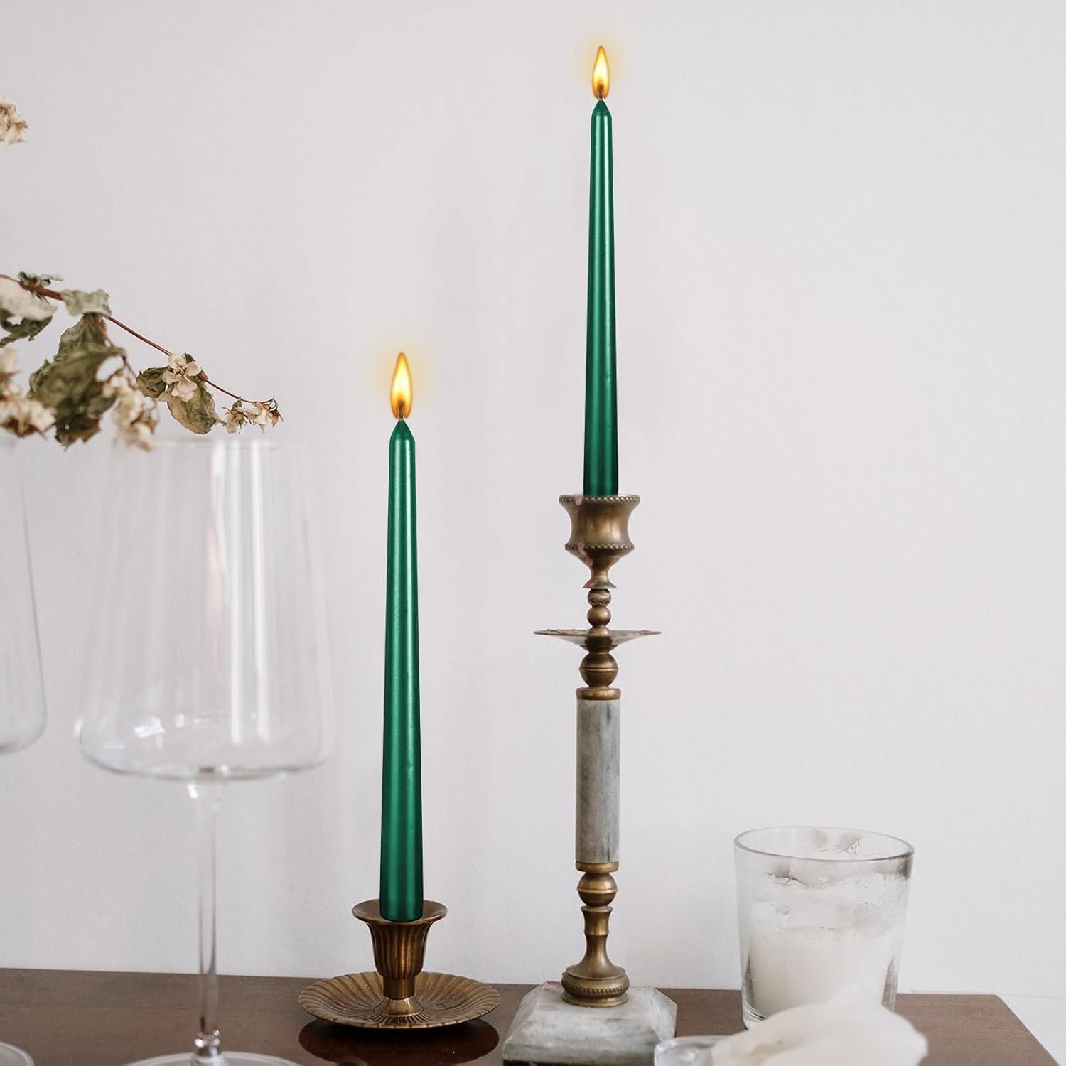 Lumanari - Lumanare Decorativa, Flippy, pentru Masa, 25 cm, din Parafina, fara Fum, Ardere 7.5h, Verde