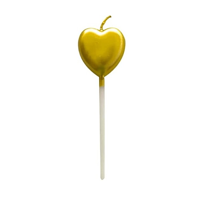Pentru casa - Lumanare de Tort, Flippy, Model Inima, Party, 8.5 x 3 cm, Auriu
