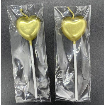 Pentru casa - Lumanare de Tort, Flippy, Model Inima, Party, 8.5 x 3 cm, Auriu