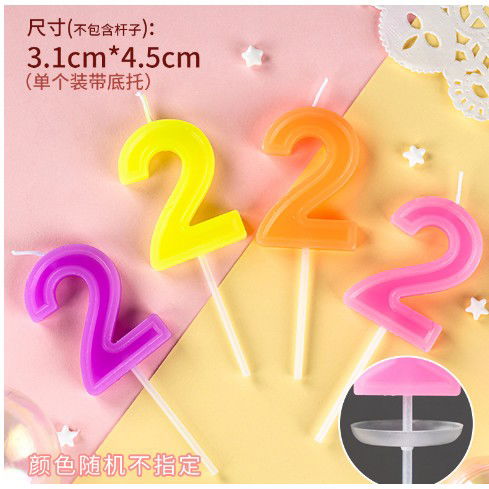 0 - 10 LEI - Lumanare Tort, cifra 2, Flippy, Culoare Random