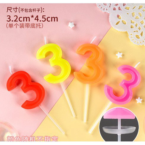 0 - 10 LEI - Lumanare Tort, cifra 3, Flippy, Culoare Random