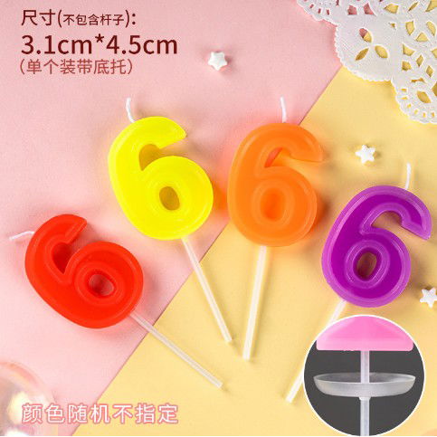 0 - 10 LEI - Lumanare Tort, cifra 6, Flippy, Culoare Random