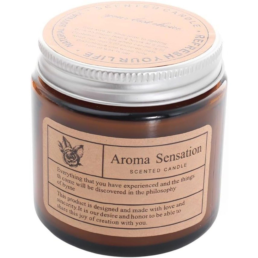 Lumanare Parfumata, Flippy, Model Borcan Maro, Aroma de Frezie si Pere, din Ceara Vegetala, 6 x 6.5 x 6.5 cm, Maro [3]