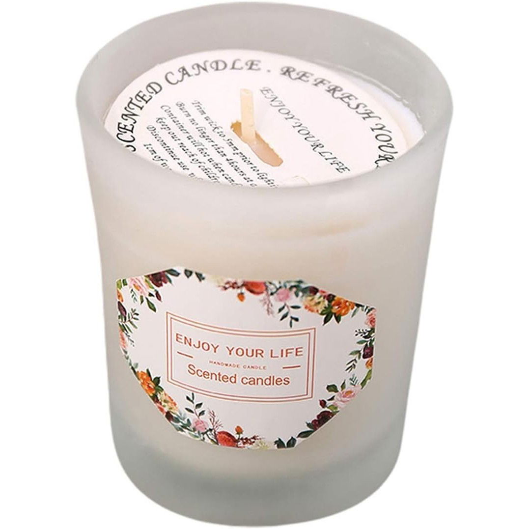 Lumanari - Lumanare Parfumata, Flippy, Model Pahar Alb Transparent, Aroma de Frezie/Para, din Ceara de Soia, 6.2 x 5.2 cm, Alb