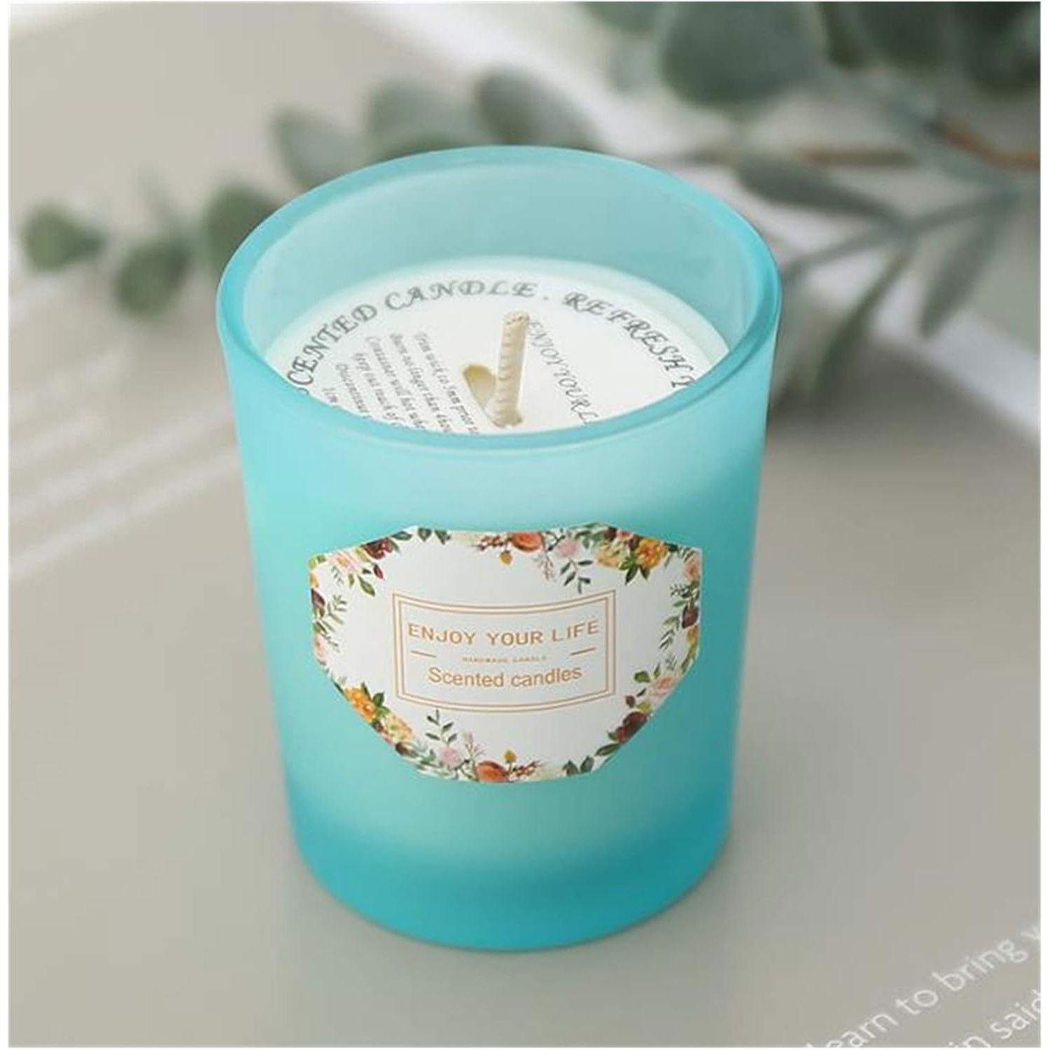 Lumanare Parfumata, Flippy, Model Pahar Albastru, Aroma de Lime si Busuioc, din Ceara de Soia, 6.2 x 5.2 cm, Albastru [3]