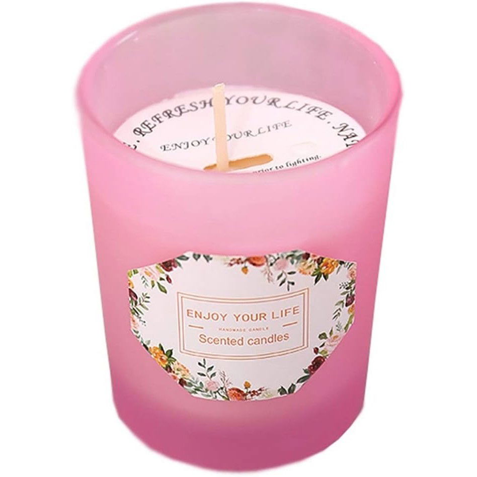 Lumanare Parfumata, Flippy, Model Pahar Roz, Aroma de Lamaie si Trandafir, din Ceara de Soia, 6.2 x 5.2 cm, Roz [6]