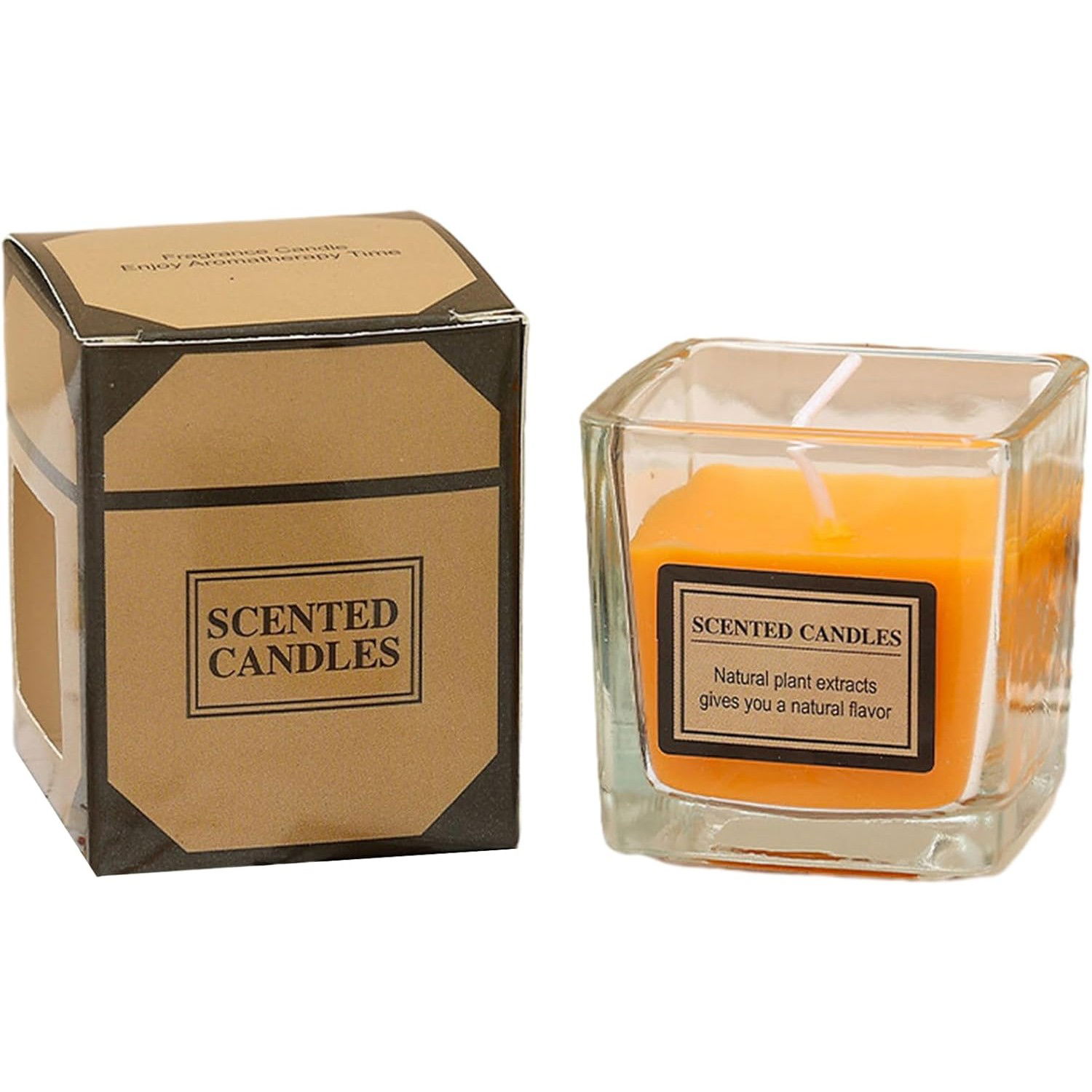 10 - 25 LEI - Lumanare Parfumata, Flippy, Model Pahar Transparent, cu Ulei Esential, 4.8 x 5.4 x 5.5 cm, Aroma de Portocala, Portocaliu