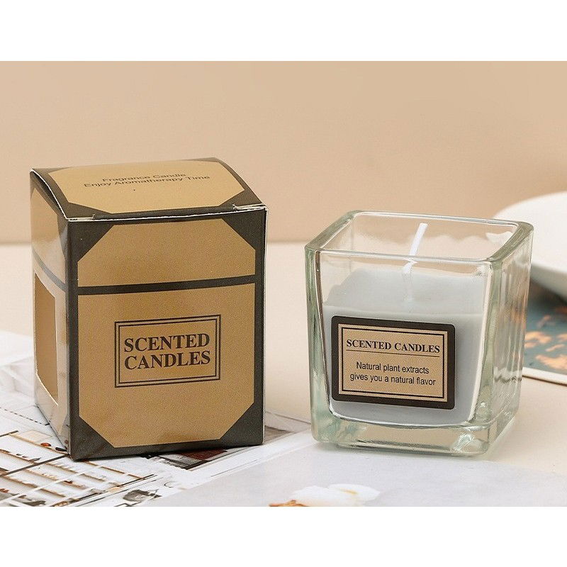 Lumanari - Lumanare Parfumata, Flippy, Model Pahar Transparent, cu Ulei Esential, 4.8 x 5.4 x 5.5 cm, Aroma de Chihlimbar, Gri