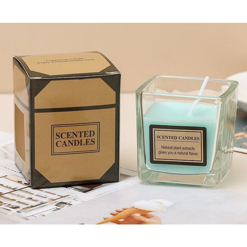 Lumanare Parfumata, Flippy, Model Pahar Transparent, cu Ulei Esential, 4.8 x 5.4 x 5.5 cm, Aroma Oceanica, Albastru [3]