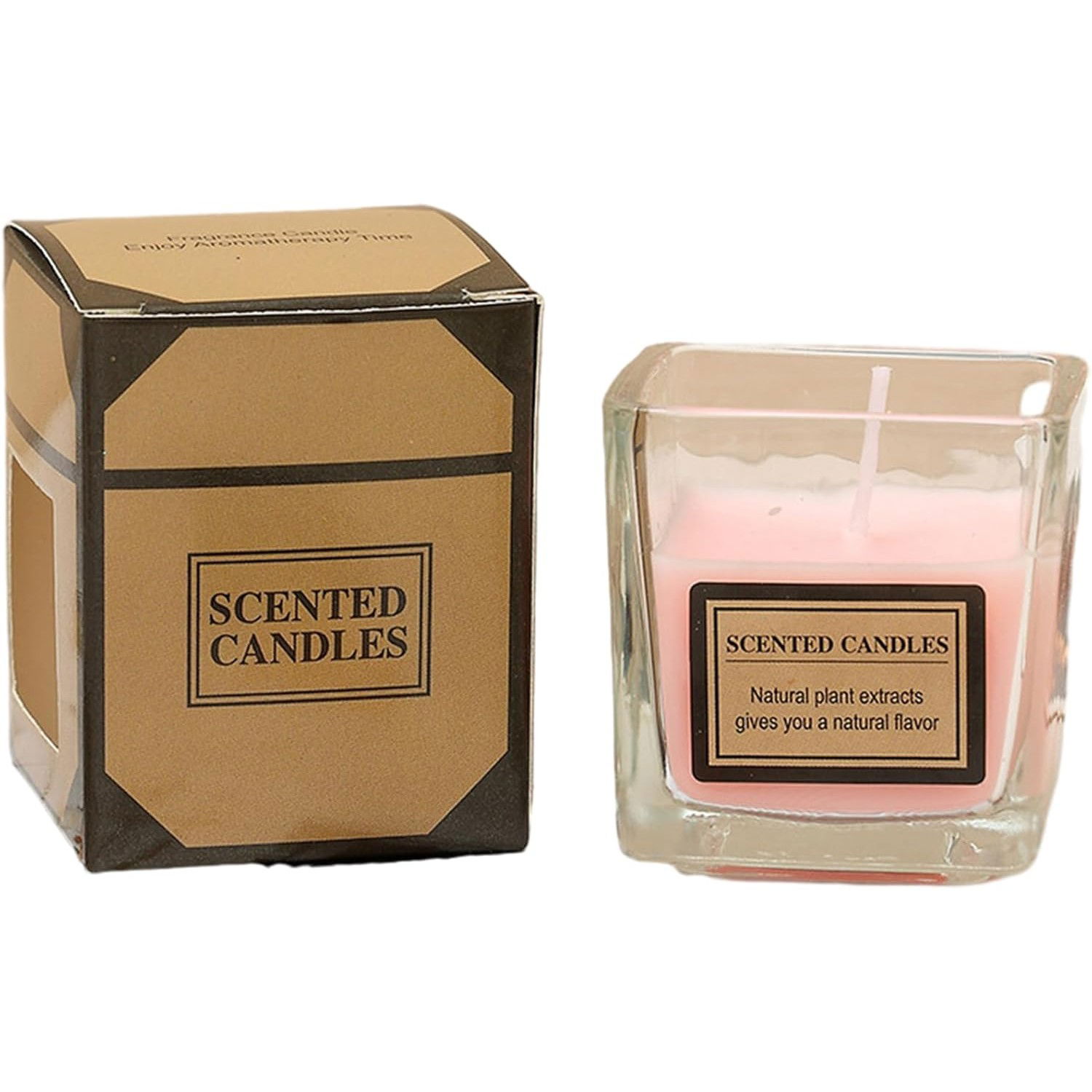 Lumanari - Lumanare Parfumata, Flippy, Model Pahar Transparent, cu Ulei Esential, 4.8 x 5.4 x 5.5 cm, Aroma de Trandafir, Roz pal