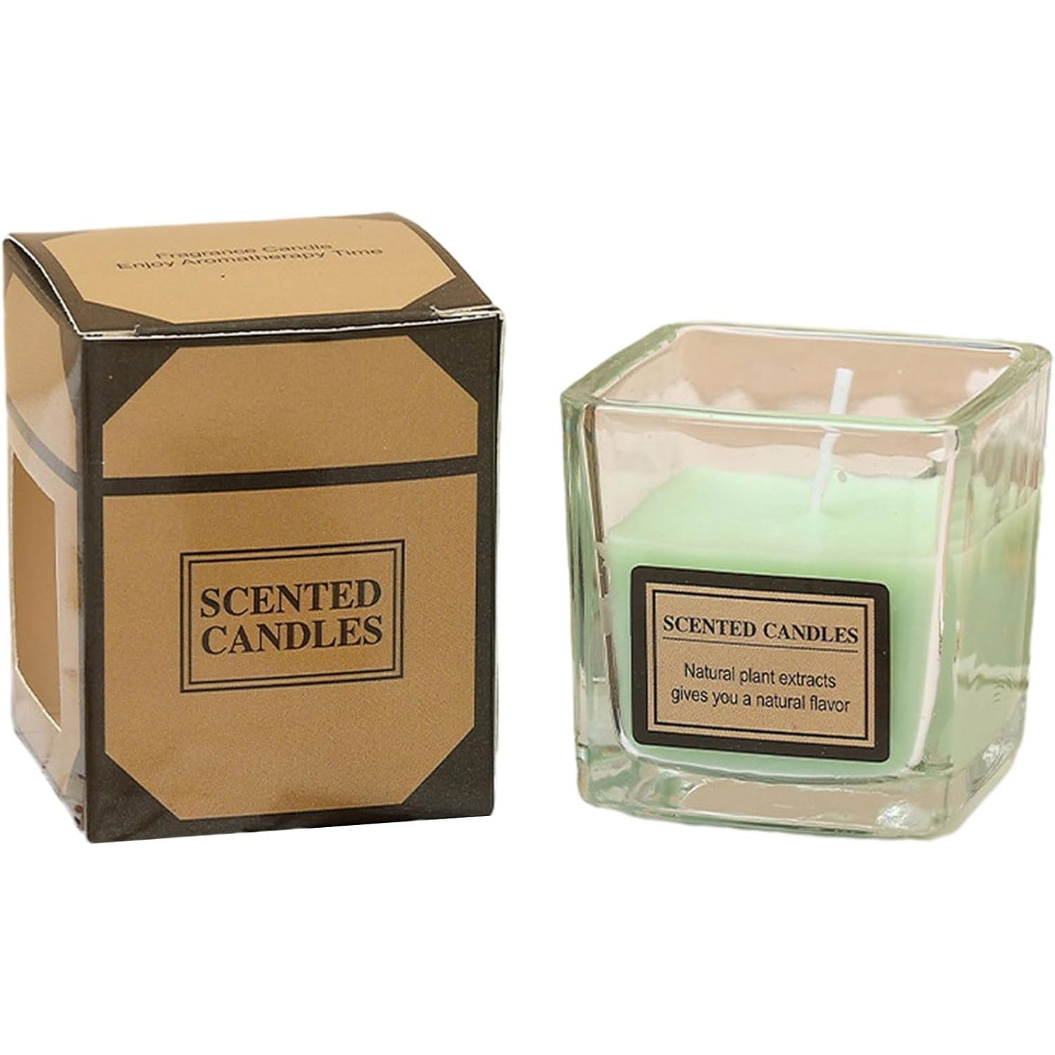 Pentru casa - Lumanare Parfumata, Flippy, Model Pahar Transparent, cu Ulei Esential, 4.8 x 5.4 x 5.5 cm, Aroma de Ceai Alb, Verde