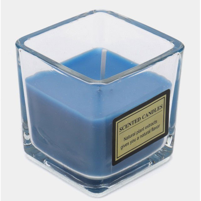 Lumanare Parfumata, Flippy, Model Pahar Transparent, cu Ulei Esential, 4.8 x 5.4 x 5.5 cm, Aroma de Frezie, Albastru [3]