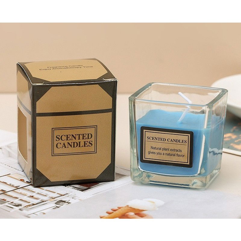 Lumanare Parfumata, Flippy, Model Pahar Transparent, cu Ulei Esential, 4.8 x 5.4 x 5.5 cm, Aroma de Frezie, Albastru [4]