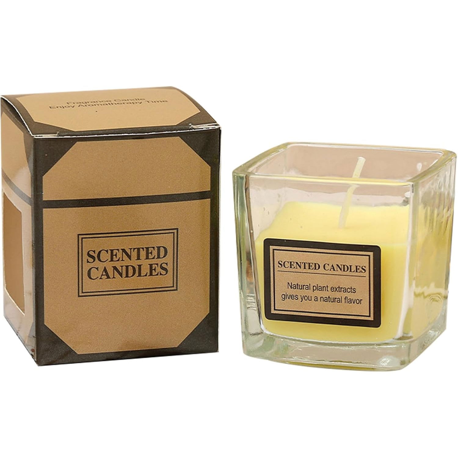 Lumanari - Lumanare Parfumata, Flippy, Model Pahar Transparent, cu Ulei Esential, 4.8 x 5.4 x 5.5 cm, Aroma de Kaki Japonez, Galben