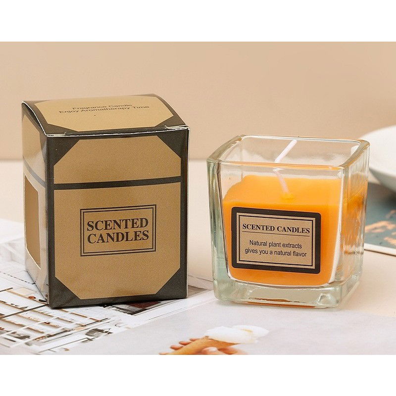 Lumanari - Lumanare Parfumata, Flippy, Model Pahar Transparent, cu Ulei Esential, 4.8 x 5.4 x 5.5 cm, Aroma de Portocala, Portocaliu