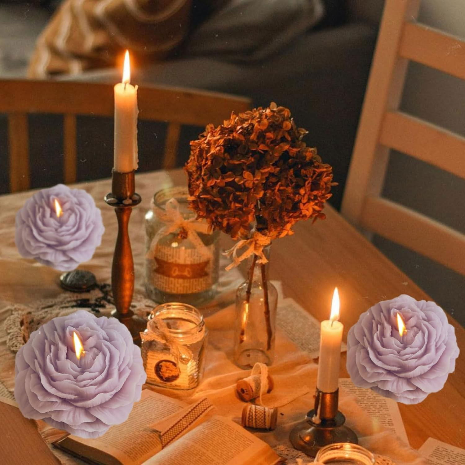 Lumanare Parfumata, Flippy, Model Trandafir, Ardere 10h, 70 g, 7.5 x 3.5 cm, Parfum de Lavanda, Lila [3]