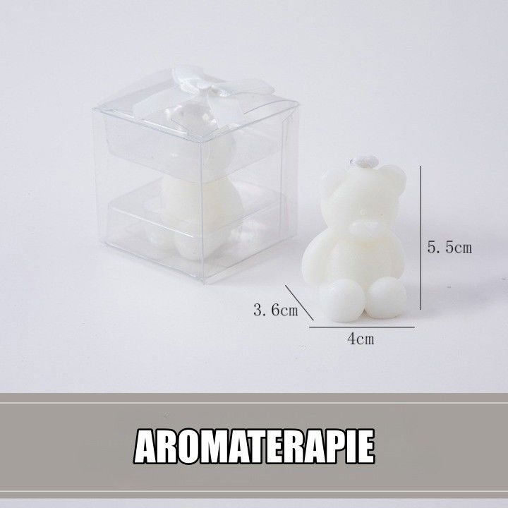 Lumanari - Lumanare Parfumata, Flippy, Model Ursulet, Alba, Aromaterapie, 5.5x3.6x4 cm