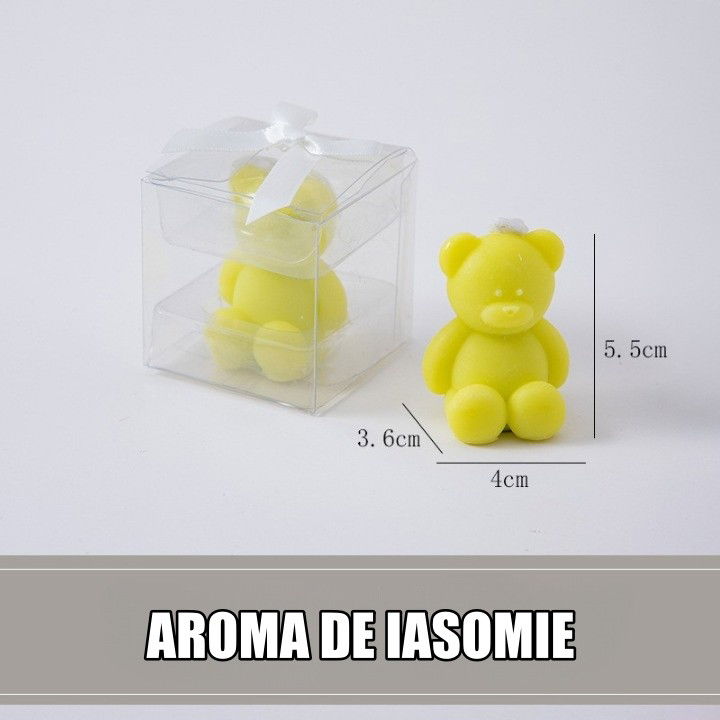 Lumanare Parfumata, Flippy, Model Ursulet, Galbena, Aroma de Iasomie, 5.5x3.6x4 cm [3]